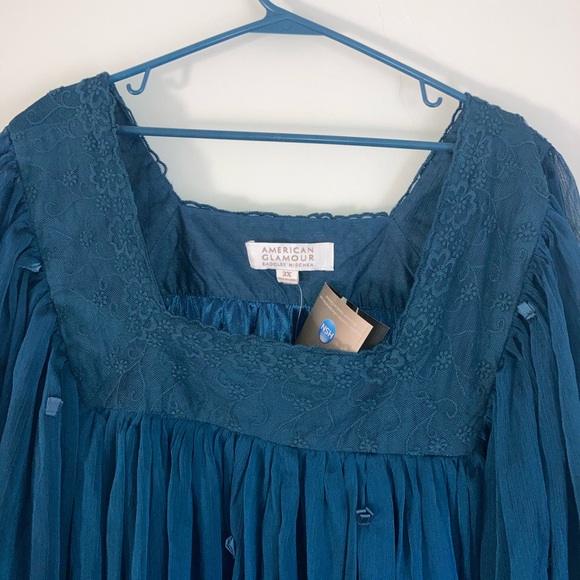 Badgley Mischka American Glamour Chiffon Top 3x boho flowy lagenlook - Picture 2 of 6